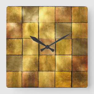 Gold Leaf Square Wall Clock
