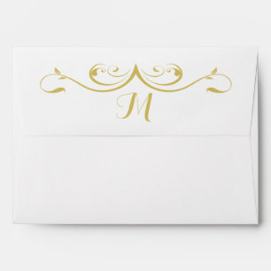 Gold Leaf Swirl Monogram Envelopes