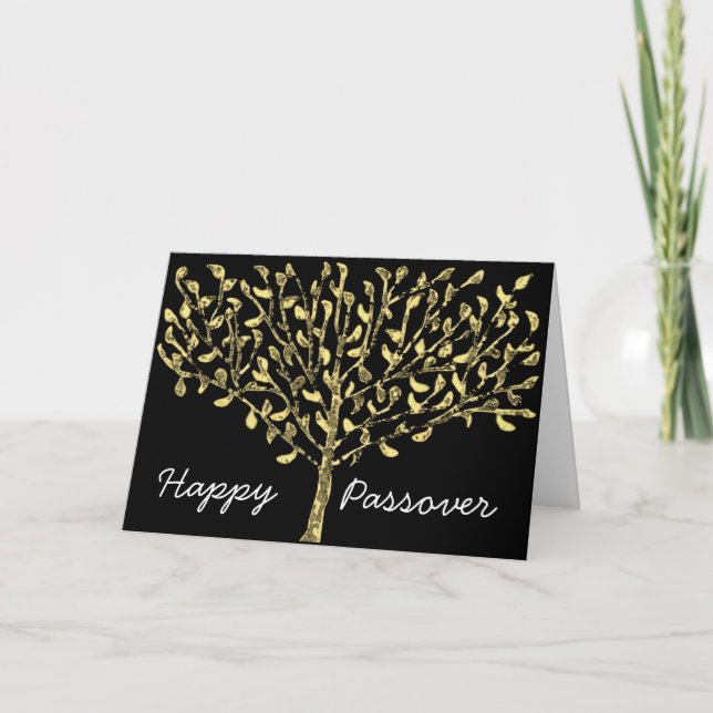 Gold Leaf Tree Passover Card (Front)