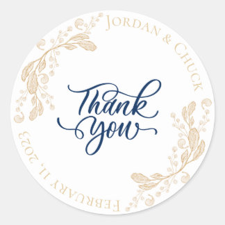 Gold Leaf Wedding Favour Thank You Sticker