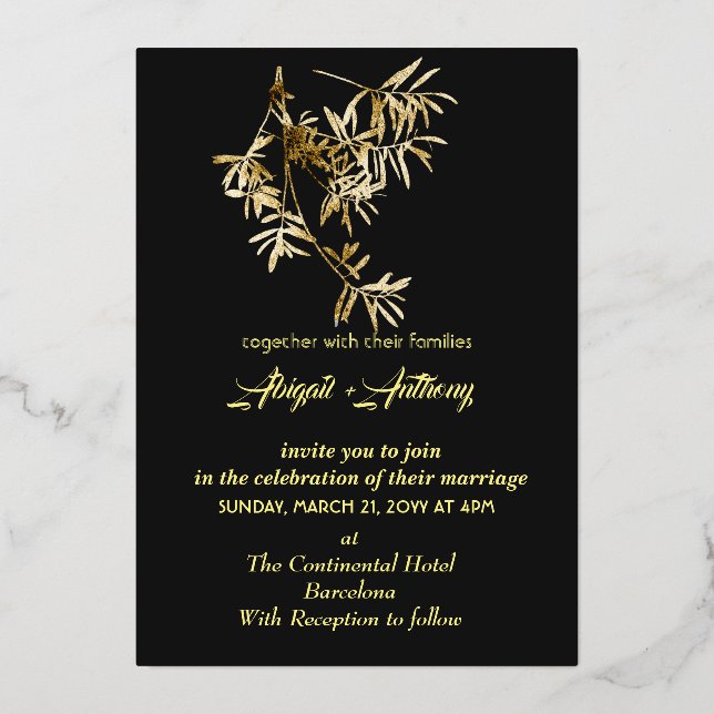Gold leaf wedding modern minimalist (Front)