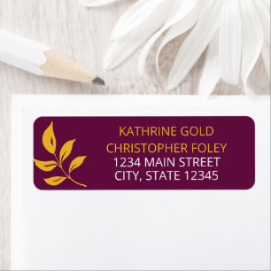 Gold Leaf Wedding Return Address Label