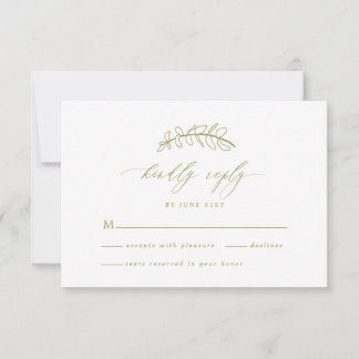 Gold Leaf Wedding RSVP Card