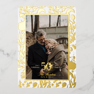 Gold Leaf WildFlower 50TH Wedding Anniversary Foil