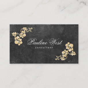 Gold Leafs   Deluxe, Slate Business Card