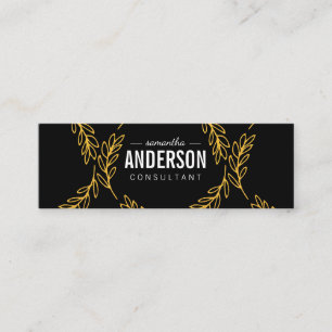 Gold Leafs / Mixed Fonts Mini Business Card