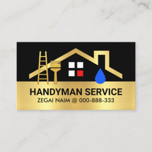 Gold Leaking Roof Home Repair Business Card