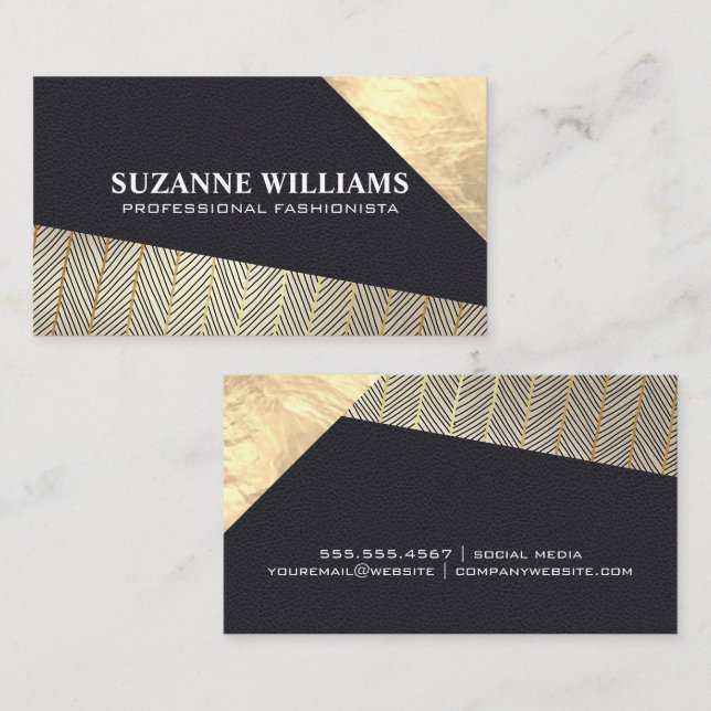 Gold Leather | Fashion Pattern Business Card (Front/Back)