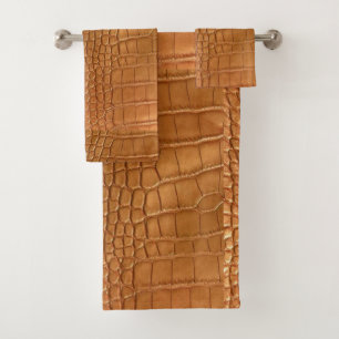 Gold leather texture luxury bath towel set