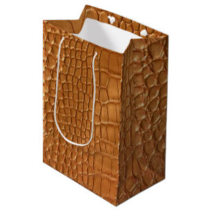 Gold leather texture luxury  medium gift bag