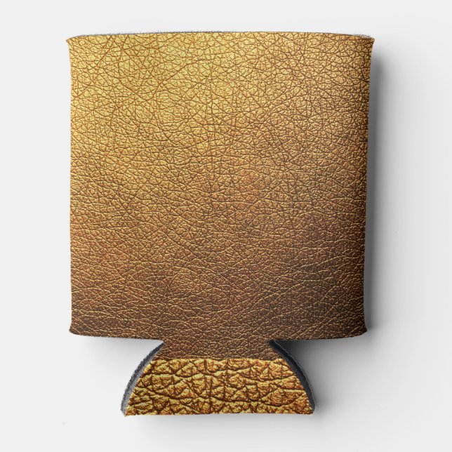 Gold Leather Texture Surface Background Can Cooler (Front)