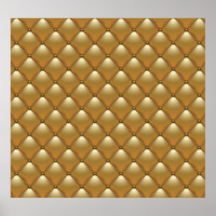 Gold leather upholstery, vintage sofa. poster