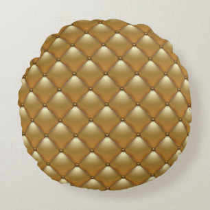 Gold leather upholstery, vintage sofa. round cushion