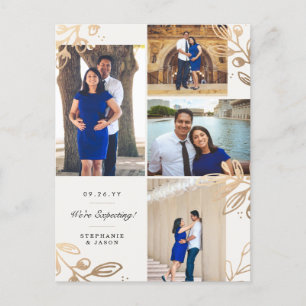 Gold Leaves 4 Photo Pregnancy Announcement
