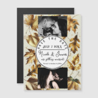 Gold Leaves Almond Beige Cream Fall Save the Date