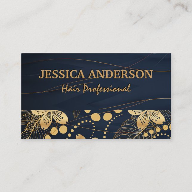Gold Leaves and Abstract Business Card (Front)
