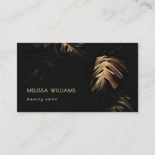 Gold Leaves Black  Business Card