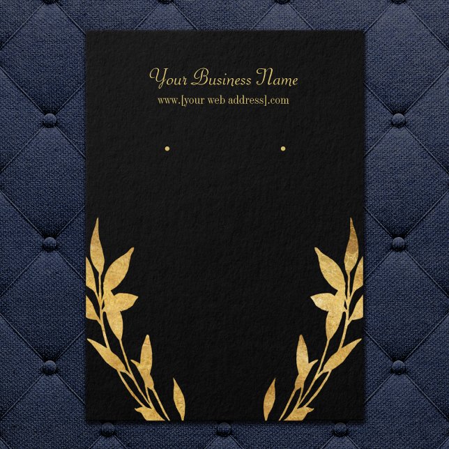 Gold Leaves Black Custom Earring Card (Creator Uploaded)