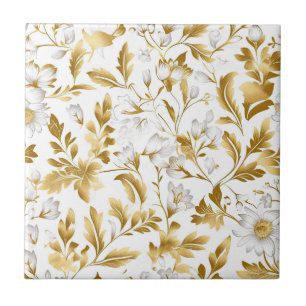 Gold Leaves Ceramic Tile