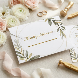 Gold Leaves Elegance Muslim Wedding Invite Envelope