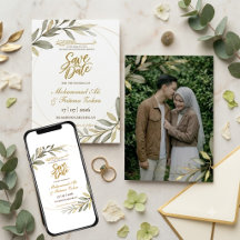 Gold Leaves Elegance Muslim Wedding SAVE THE DATE