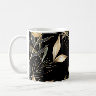 Gold Leaves: Exotic Botanical Seamless Coffee Mug