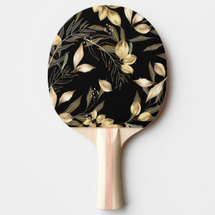 Gold Leaves: Exotic Botanical Seamless Ping Pong Paddle