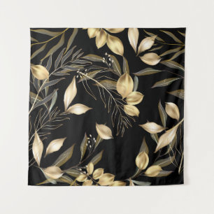 Gold Leaves: Exotic Botanical Seamless Tapestry