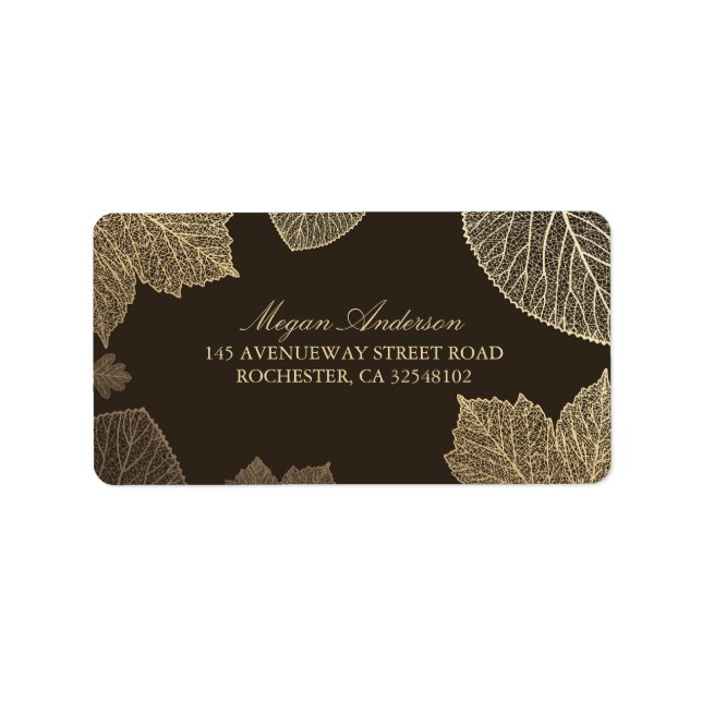 Gold Leaves Fall Wedding Label (Front)