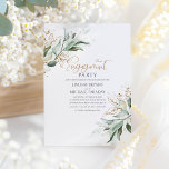 Gold Leaves Greenery Elegant Engagement Party Invitation<br><div class="desc">Romantic greenery engagement party invitations.</div>