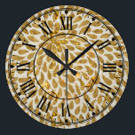 Gold Leaves Large Clock<br><div class="desc">Gold leaves or drops, gold loops in the centre with stars.</div>