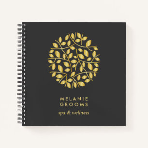 Gold Leaves Logo   Personalised Monogram Notebook