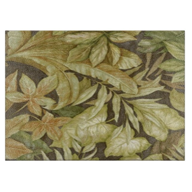 Gold Leaves On Black Cutting Board (Front)