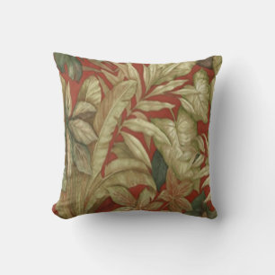 Gold Leaves On Red Reversible Pillow