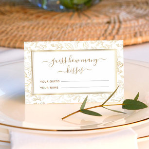 Gold Leaves Pattern Guess How Many Kisses Game Enclosure Card
