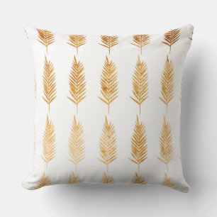 Gold Leaves Throw Pillow