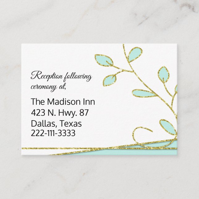 Gold Leaves Wedding enclosure cards (Front)
