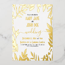 Gold Leaves Wedding Invitation