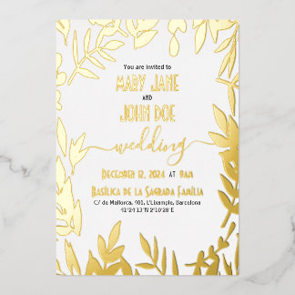 Gold Leaves Wedding Invitation