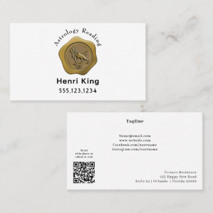Gold Leo Seal Coin & QR Code Astrology Business Card