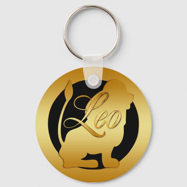 GOLD LEO ZODIAC SIGN KEY RING (Front)