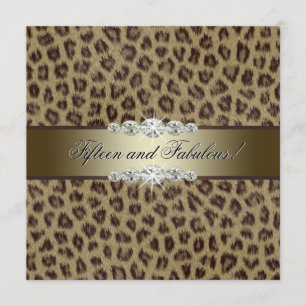 Gold Leopard 15th Birthday Party Invitation