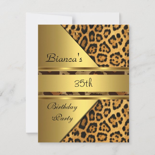 Gold Leopard 35th Birthday Party Invitation (Front)