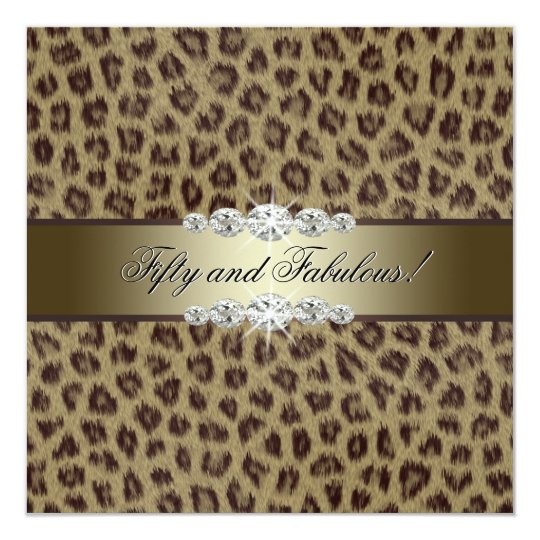 Gold Leopard 50th Birthday Party Card