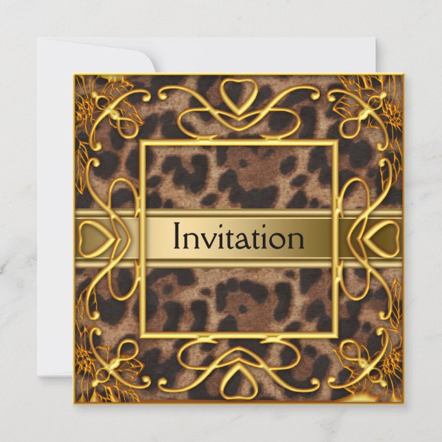Gold leopard any party invitation (Front)