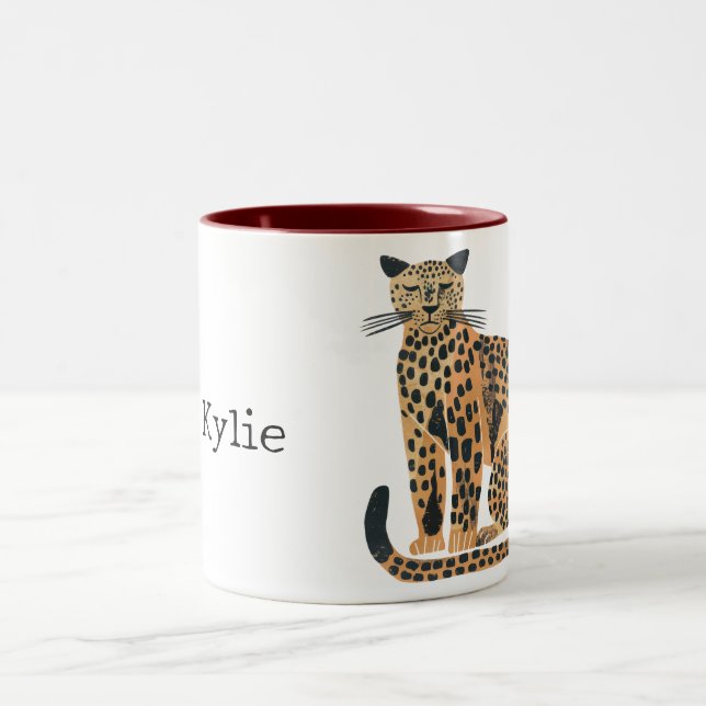 Gold Leopard Cat Two-Tone Coffee Mug (Center)