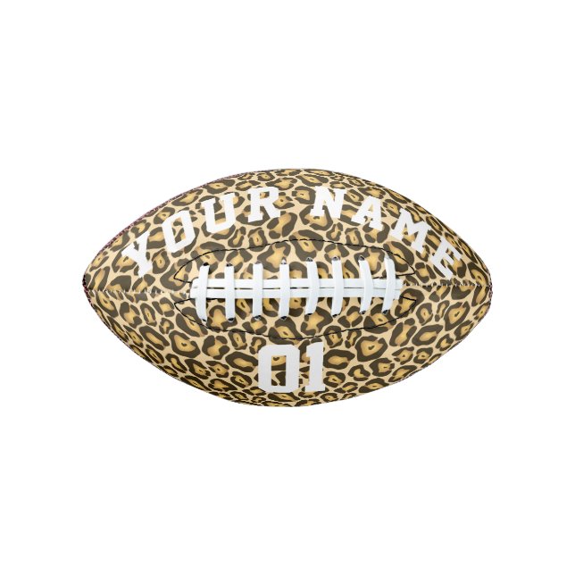 Gold Leopard Cheetah Animal Print Personalised Football (Front)