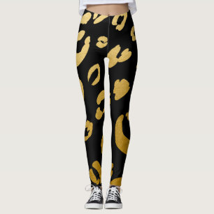 Gold Leopard Cheetah Wild Animal Print Chic Leggings