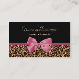 Gold Leopard Fur Chic Mauve Pink Bow Boutique Business Card