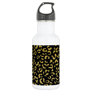 Gold Leopard, Gold Glitter, Leopard Pattern 532 Ml Water Bottle